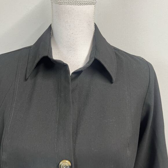 Ann Taylor Dress size 6 Classic Black Button Front Career Knee Stretch Modest - Picture 4 of 11